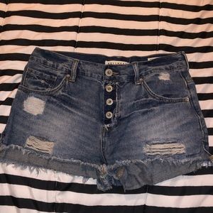 High Waisted Distressed Denim Shorts